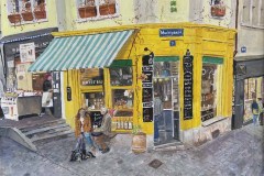 Saftlade-im-Niederdorf-Zuerich-2024-Gouache-35x50-cm-CHF-800.-